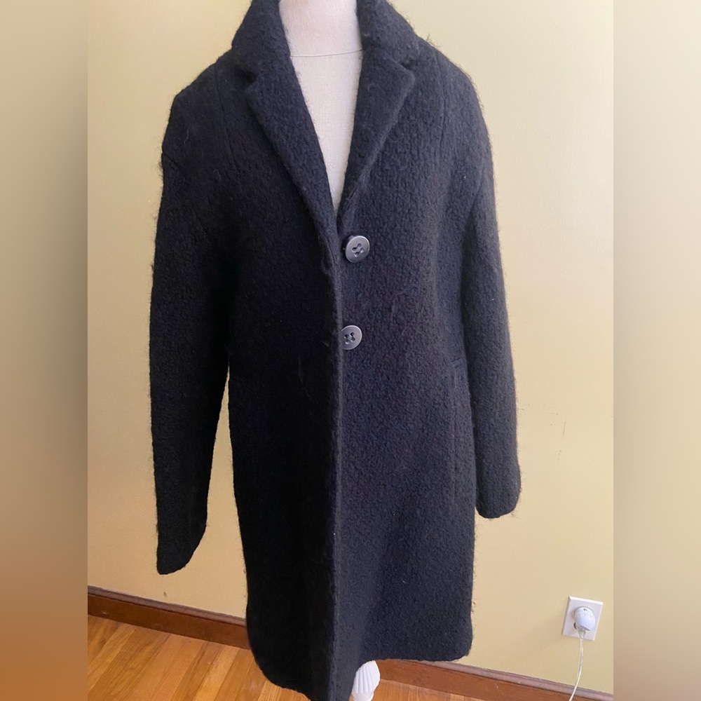 BLACK BOLLE WOOL COAT